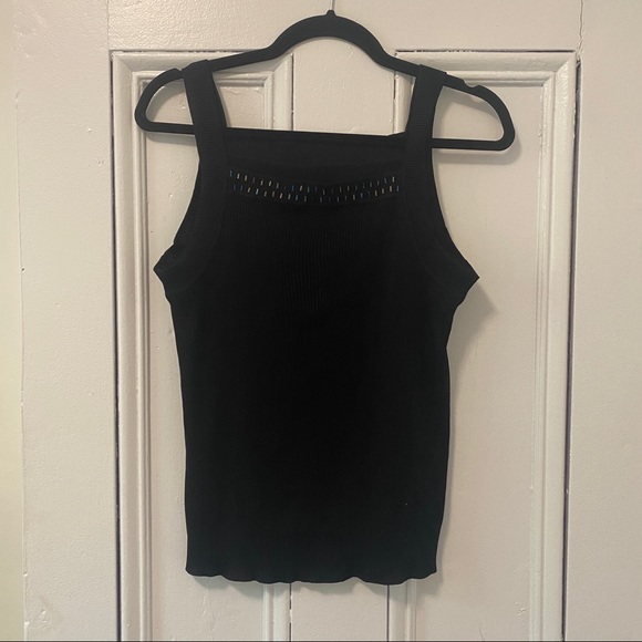 Vintage Y2K black tank with beads (black, size M) - Picture 1 of 3